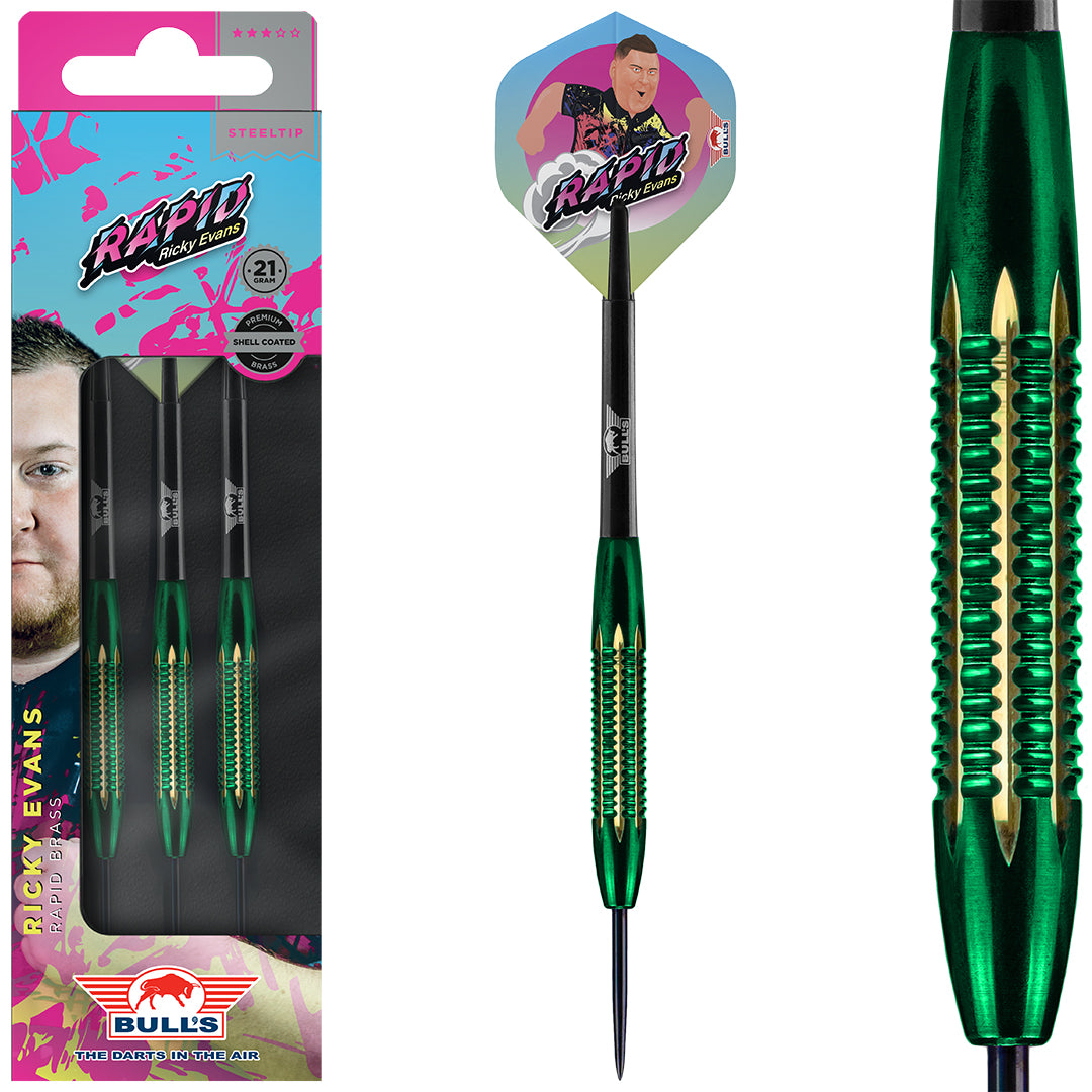 Bull's Ricky Evans Shell Coated Brass Green Steeldarts