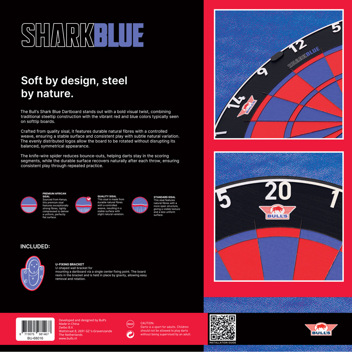 Bull's Shark Pro Blue Dartboard